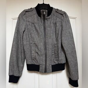Heritage 1981 Women’s Wool Black and Gray Front Zip Jacket, Small